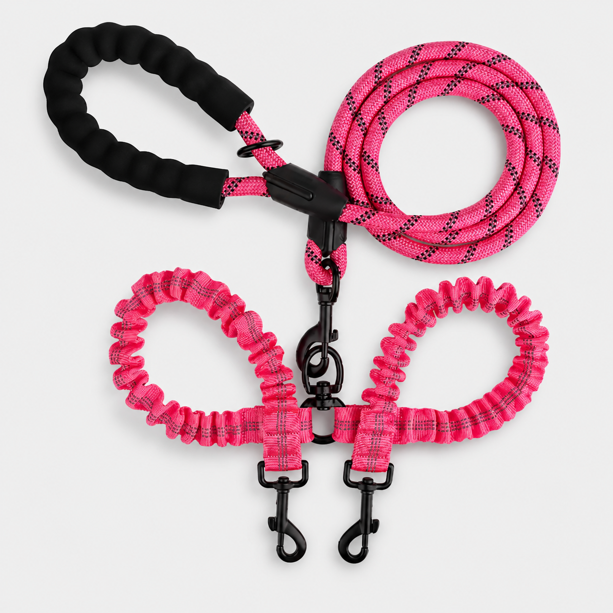 2-in-1 Double Dog Lead with 360° Swivel – Tangle-Free & Shock-Absorbing
