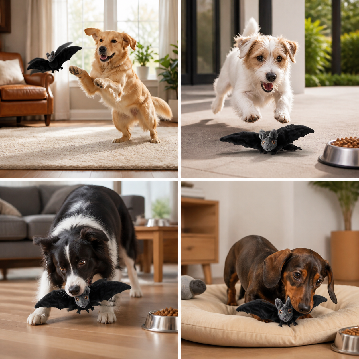 Touch—Activated Flapping Bat Dog Toy with Catnip