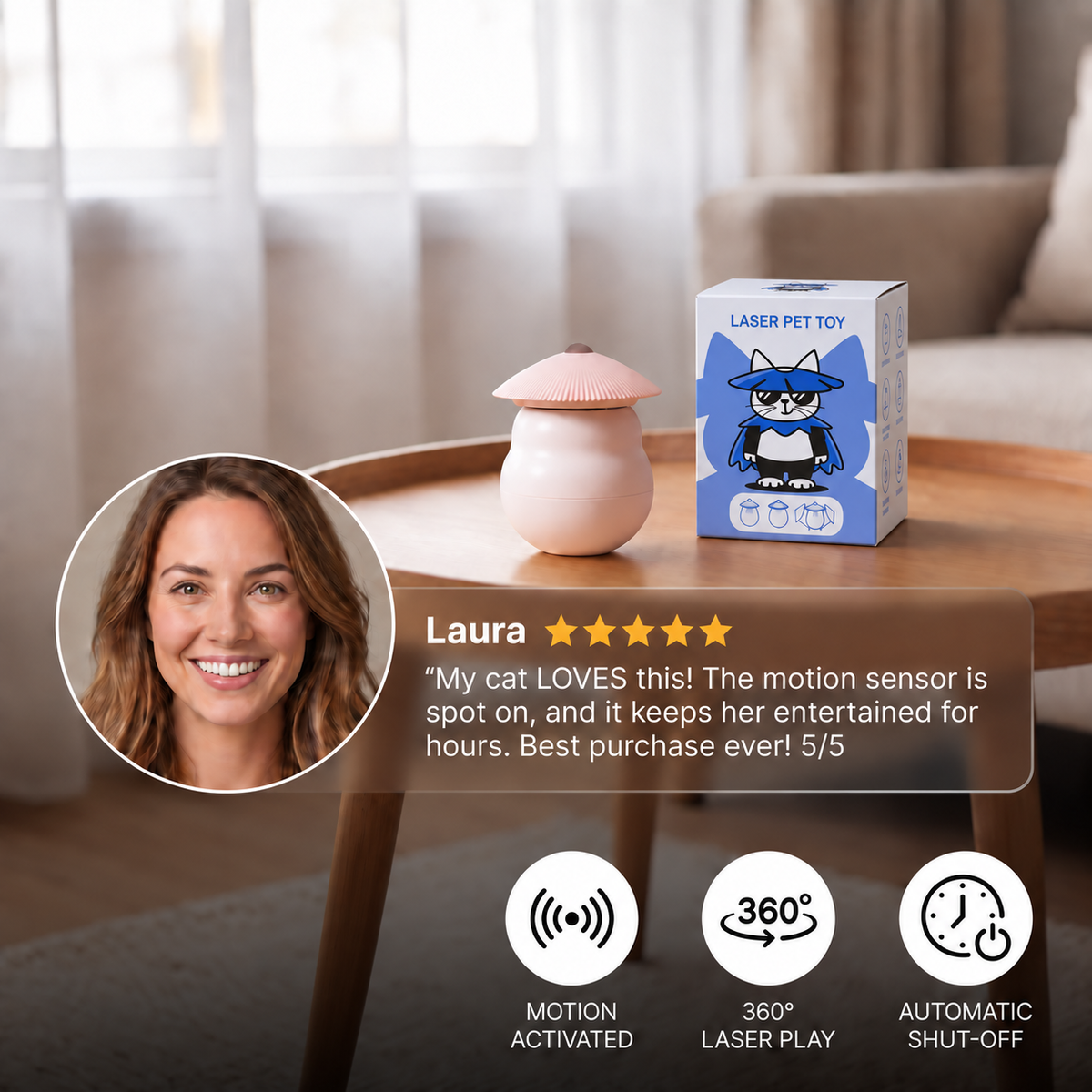 Automatic Motion-Activated Cat Laser Toy