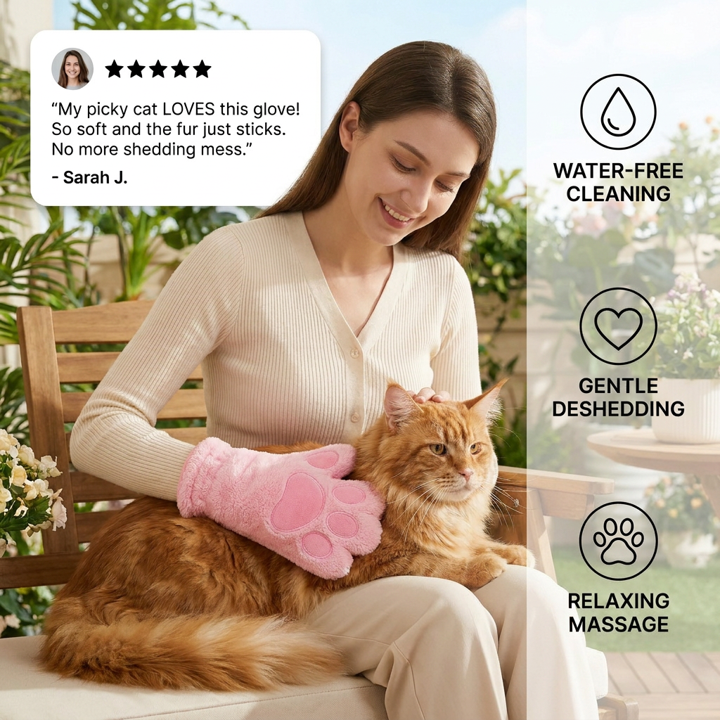 Animal care microfibre glove – dry bath towel & coat cleaning for cats