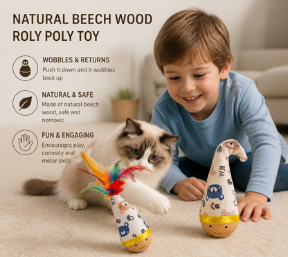 Natural Beech Wood Roly Poly Toy