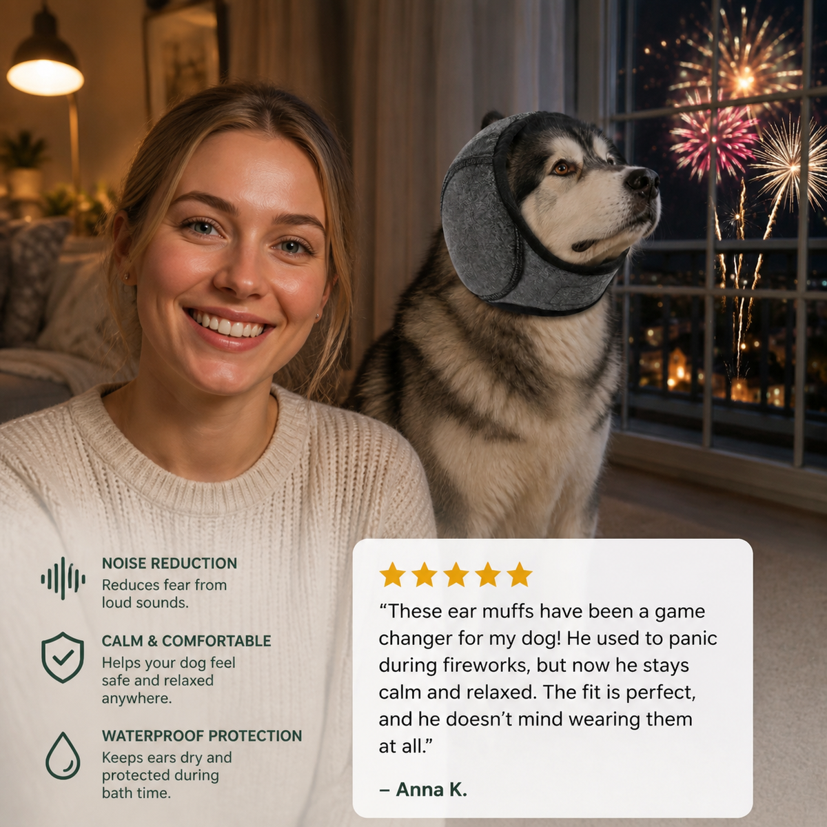 Protection Dog Ear Muffs Noise-Reducing & Anxiety-Calming Ear Cover