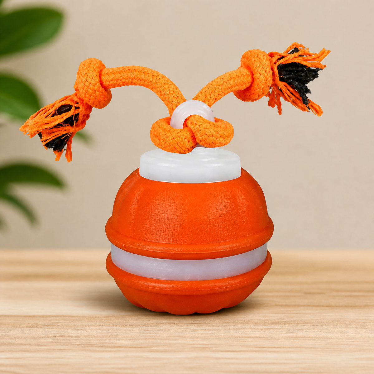 Durable Dog Play Ball with Motion Sensor and Tug Rope in Dog-Friendly Colours