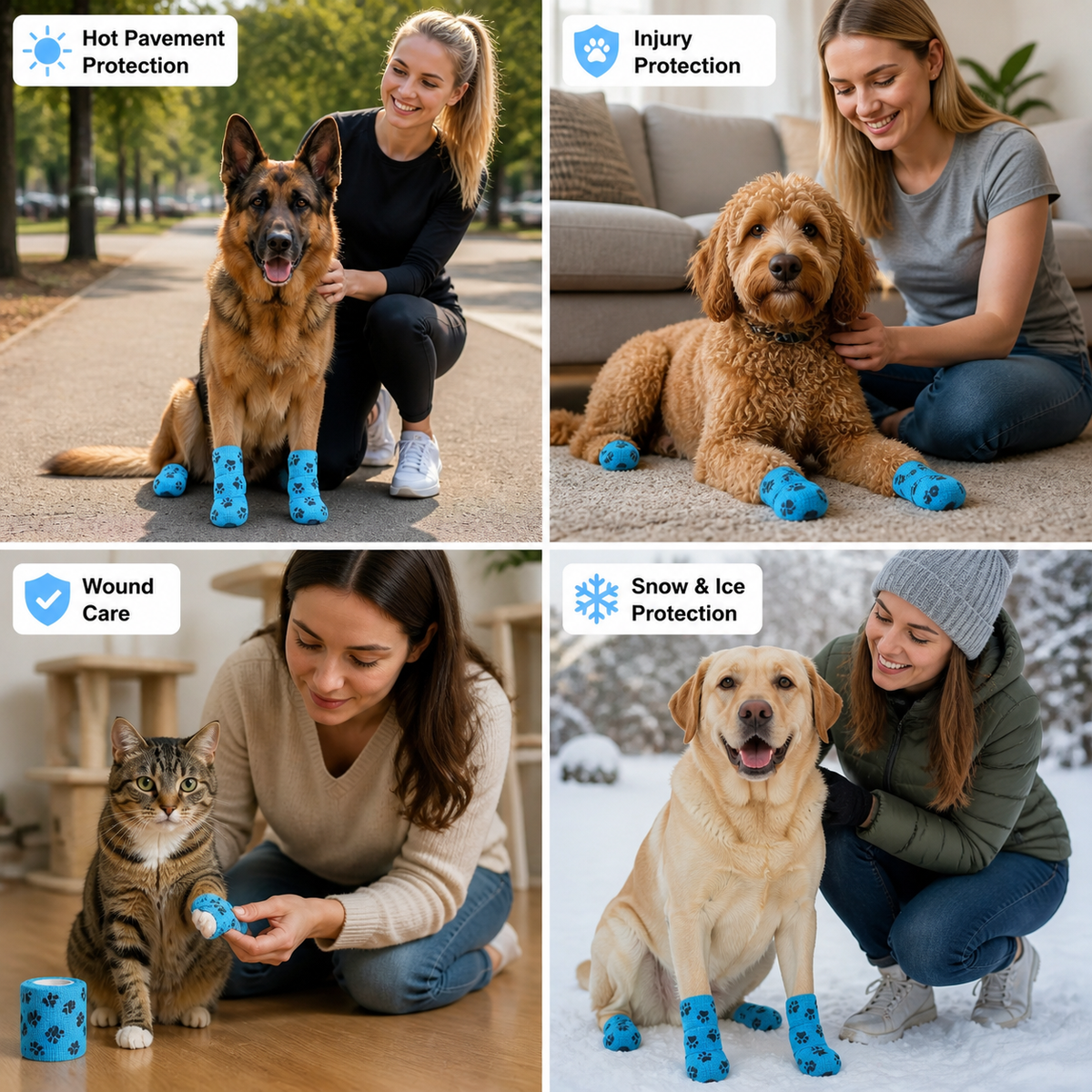 Self-Adhesive Pet Bandage Wrap for Hot Pavement & Snow Protection