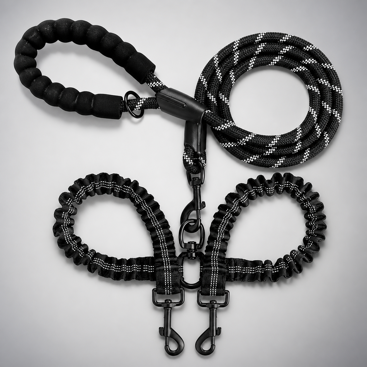 2-in-1 Double Dog Lead with 360° Swivel – Tangle-Free & Shock-Absorbing