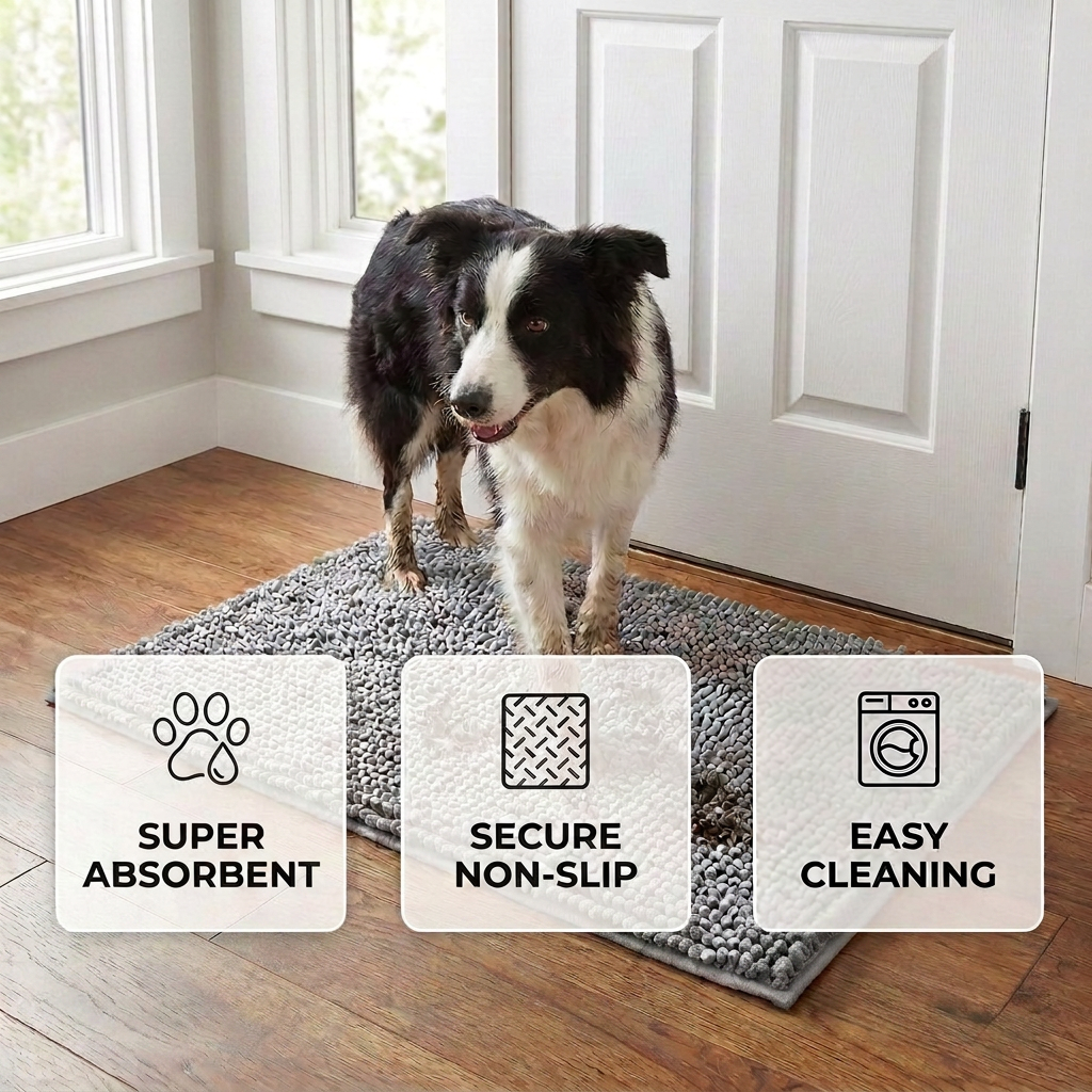 Dog Mud Mat – Super Absorbent, Non-Slip & Washable
