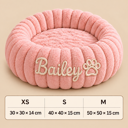 Personalized Round Fluffy CAT Bed