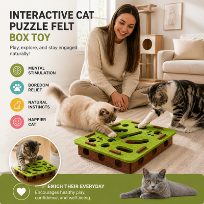Interactive Cat Puzzle Felt Box Toy