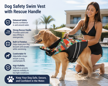 Dog Safety Swim Vest with Rescue Handle