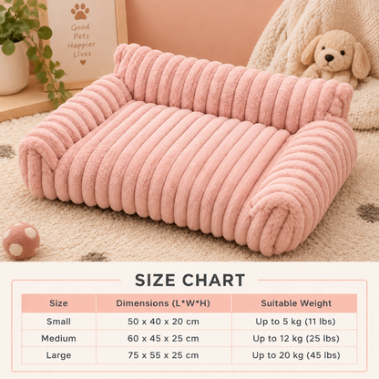 Fluffy Cloud Pet Sofa Bed with Soft Bolsters & Washable Covers