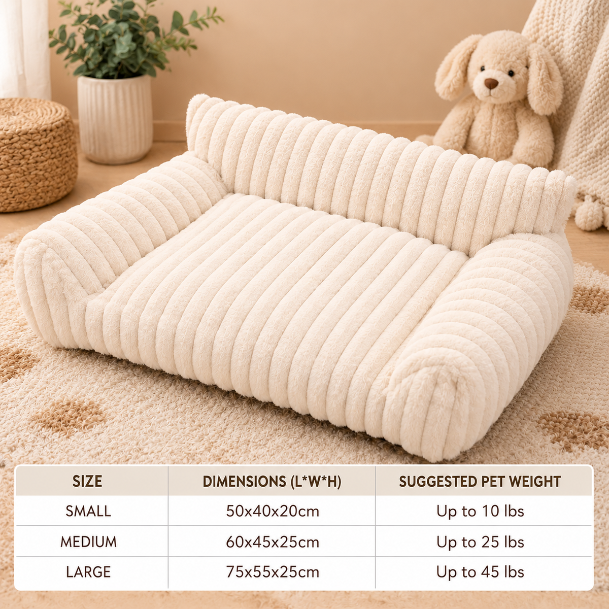 Fluffy Cloud Pet Sofa Bed with Soft Bolsters & Washable Covers