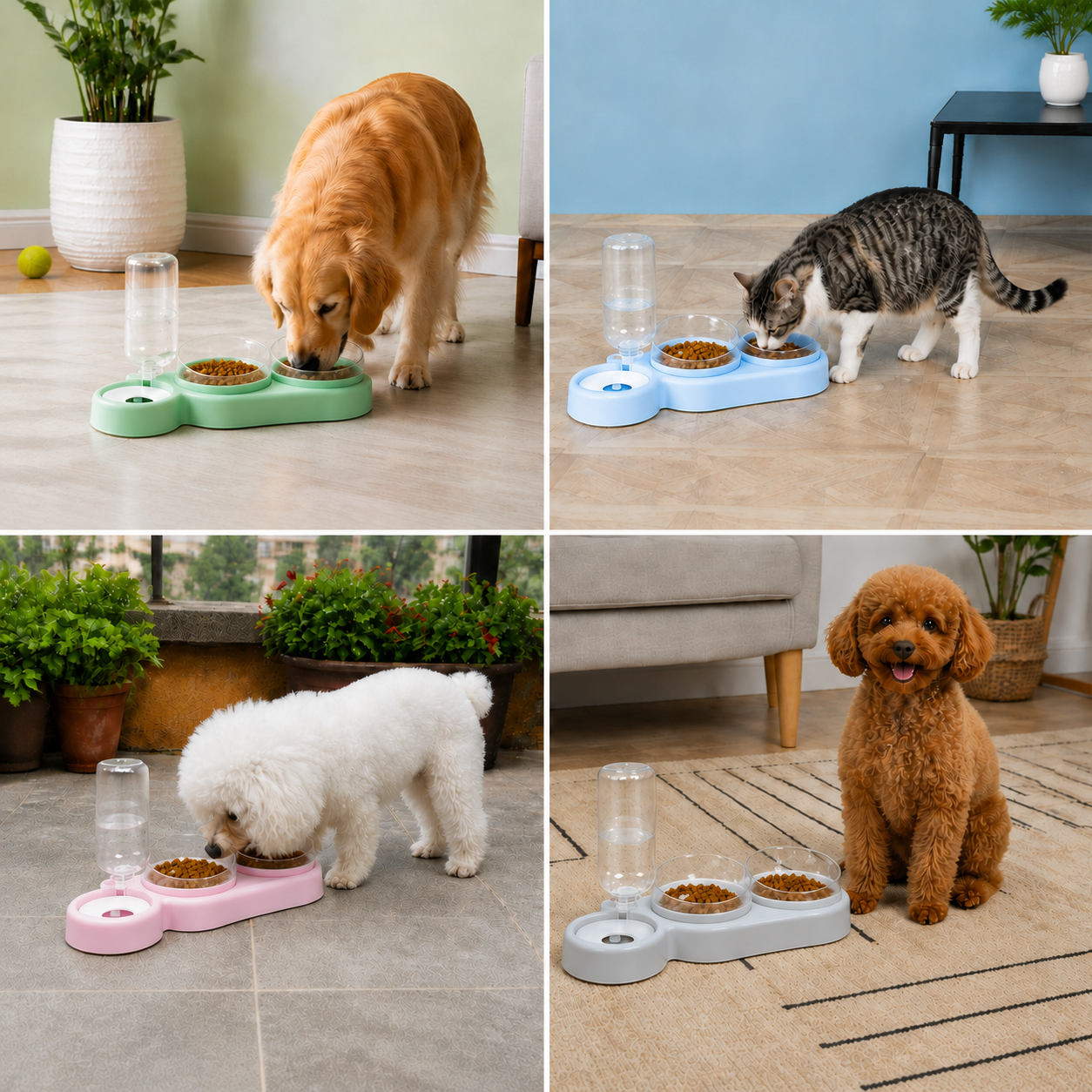 PetCare Dual Feeding Bowl with Auto Water Dispenser