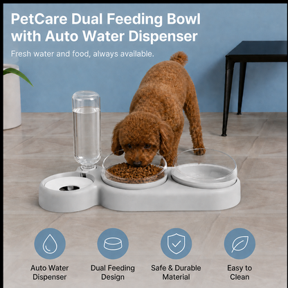 PetCare Dual Feeding Bowl with Auto Water Dispenser