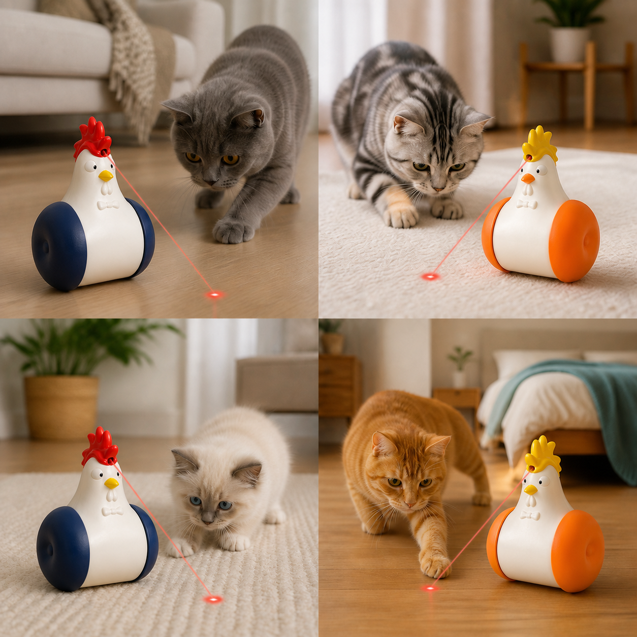 FitRooster Set of Moving Cat Toys with Laser Lamp