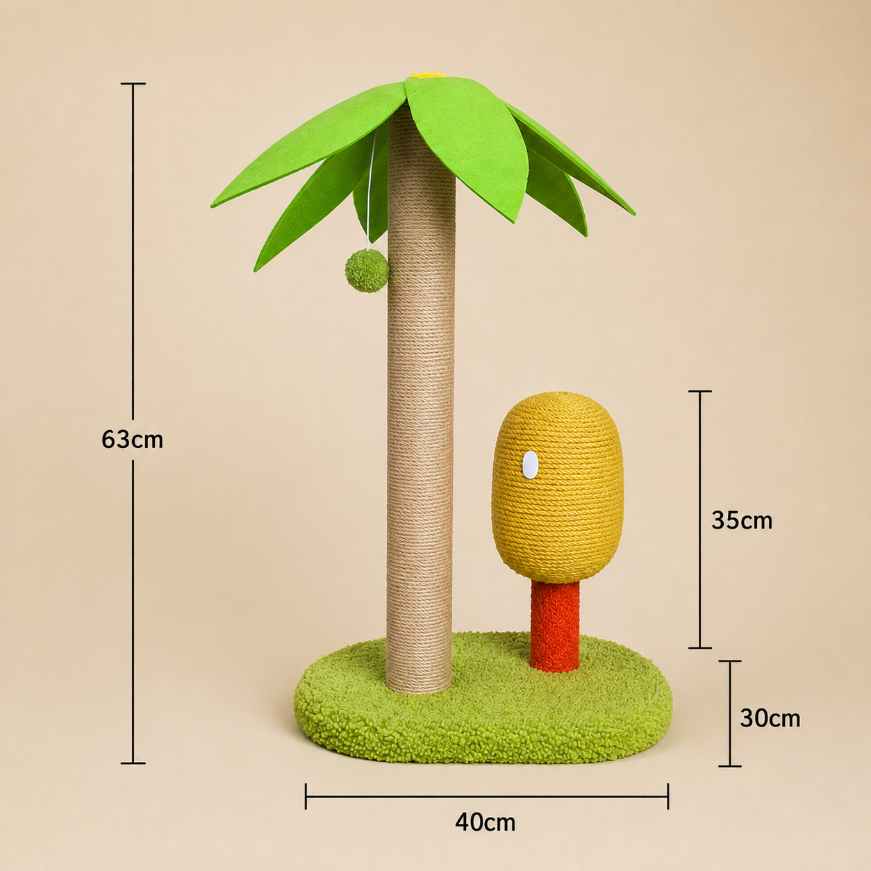 Cat Palm Sisal Scratching Post with Orange