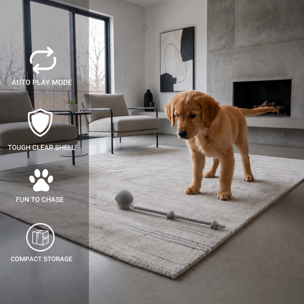 Active Rolling Ball with Tail for Dogs