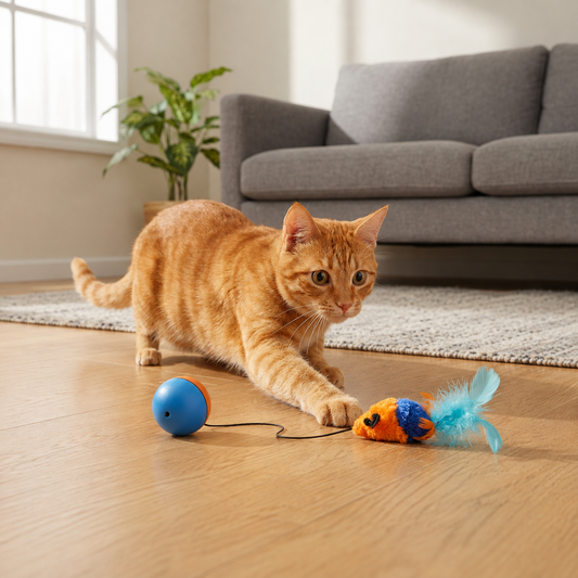 Cat turbo ball with tail toy