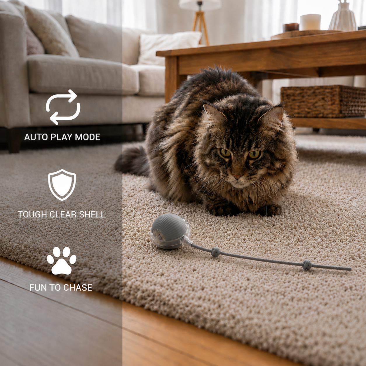Active Rolling Ball with Tail for Cats