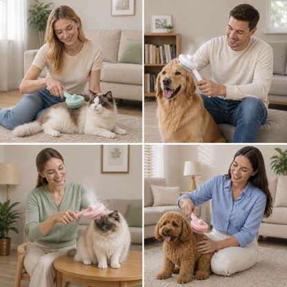 Premium pet brush with steam function