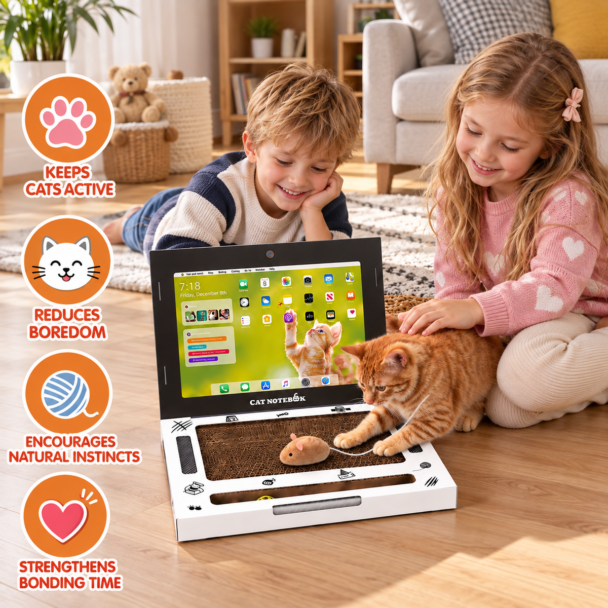 Cardboard Laptop Cat Scratcher & Interactive Toy