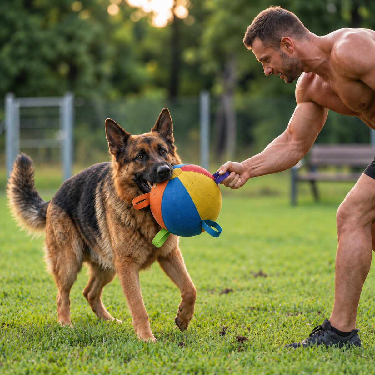 Interactive Colorful Herding Ball with Handles for Dogs – Durable Outdoor Training Toy