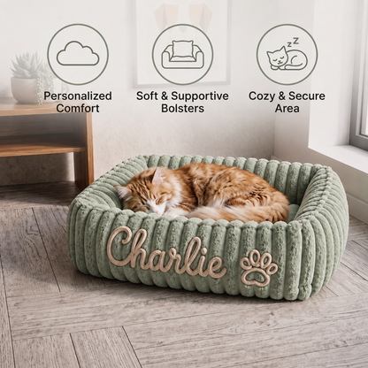 Personalized Fluffy Cloud Cat Bed with Soft Bolsters