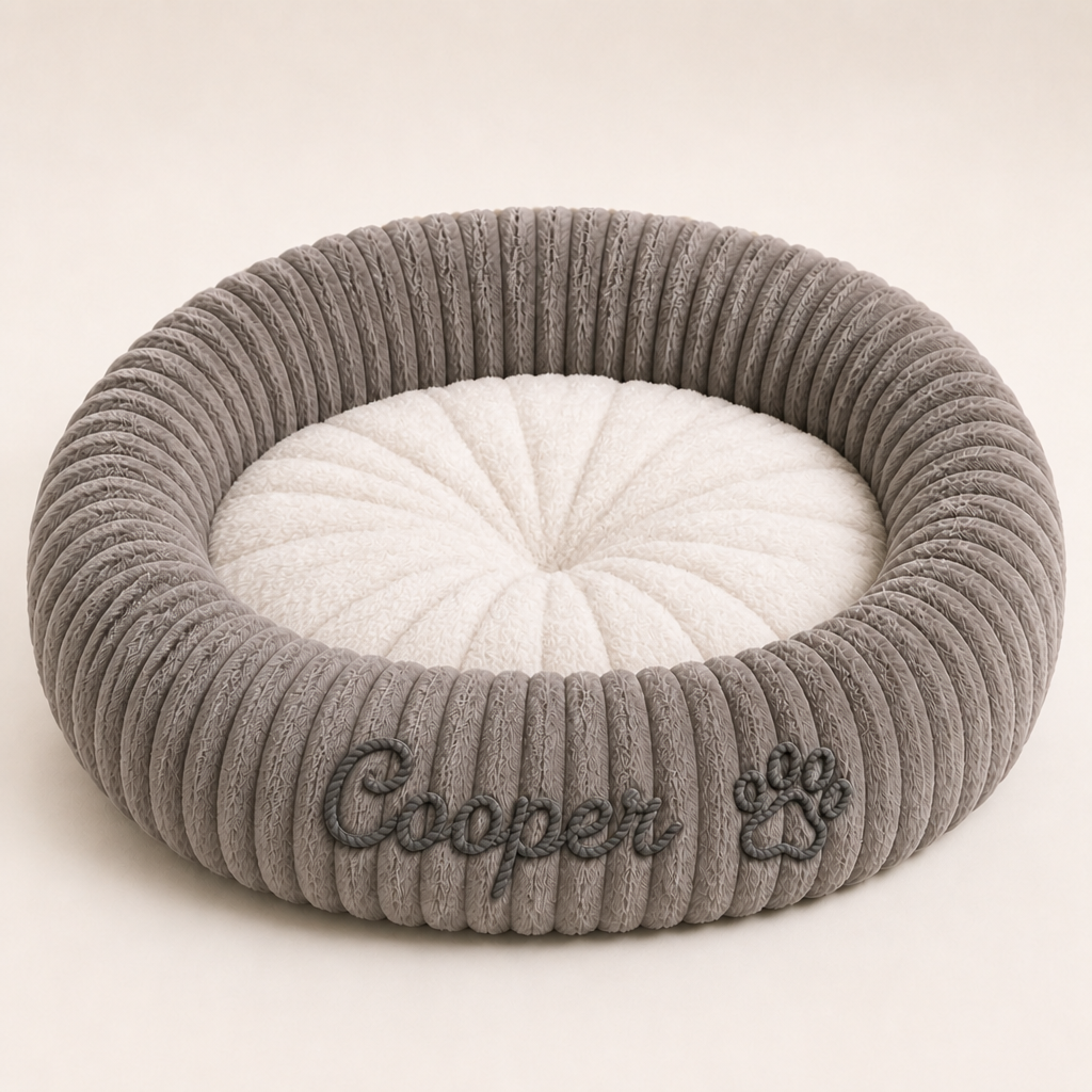 Personalized Round Fluffy Dog Bed