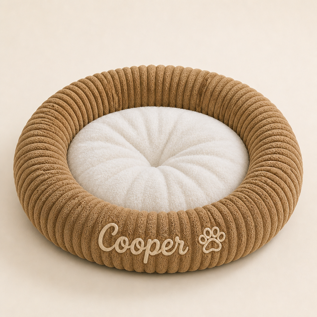 Personalized Round Fluffy Dog Bed