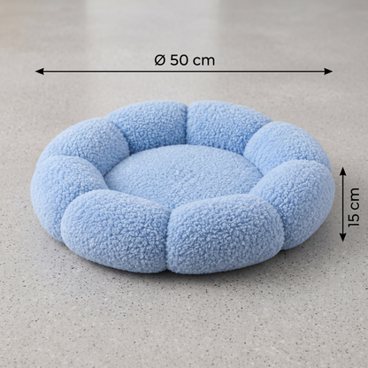 Luxury Floral Fluffy Donut Cat Bed – Soft & Washable Round Cushion