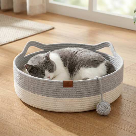 Handwoven Cotton Rope Cat Bed – DreamNest