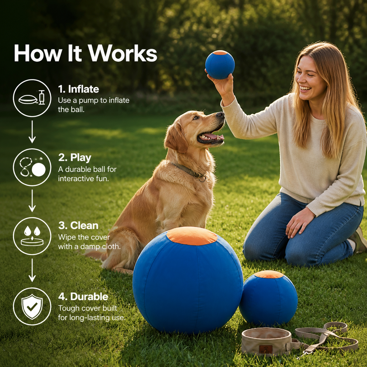 Durable training ball with cover for dogs