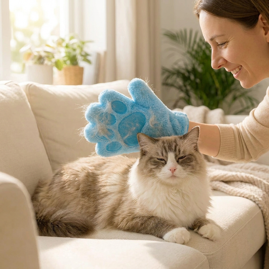 Animal care microfibre glove – dry bath towel & coat cleaning for cats
