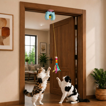Interactive Cat Feather Toy – Electric Door Hanging Auto Swing Cat Teaser