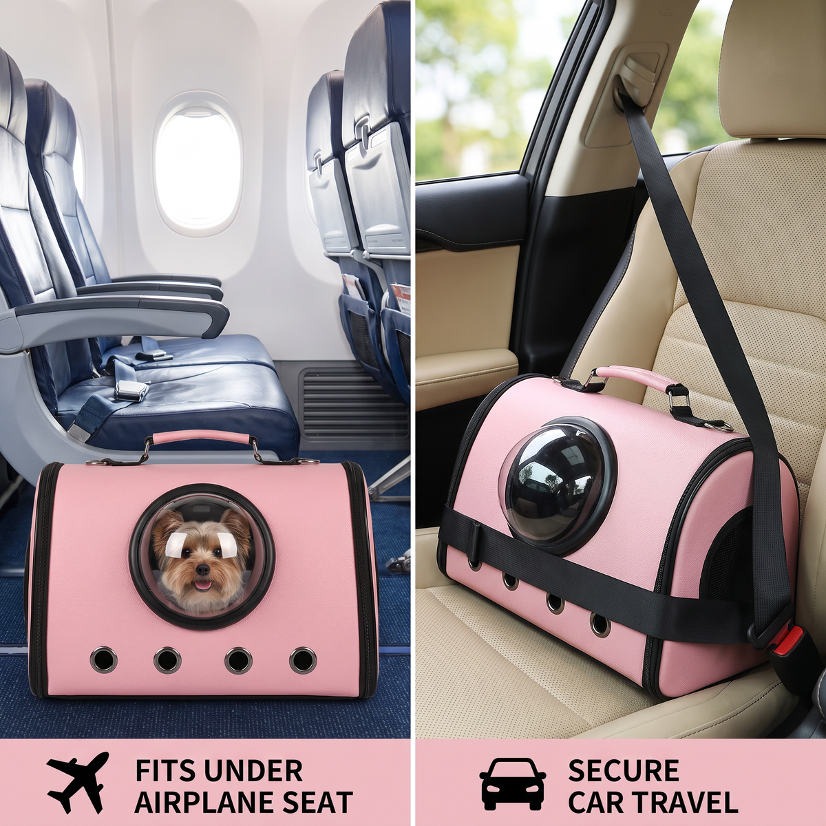 Airplane and car travel bag for pets
