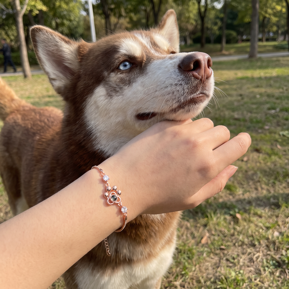 Personalized Paw Photo Projection Keepsake Bracelet