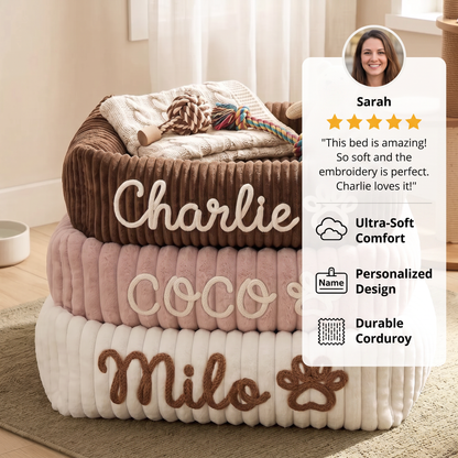 Personalized Fluffy Cloud Cat Bed with Soft Bolsters