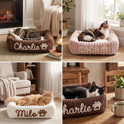 Personalized Fluffy Cloud Cat Bed with Soft Bolsters