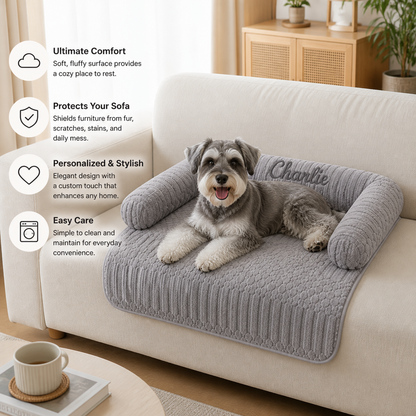 Personalized Fluffy Dog Sofa Bed & Protective Couch Cover