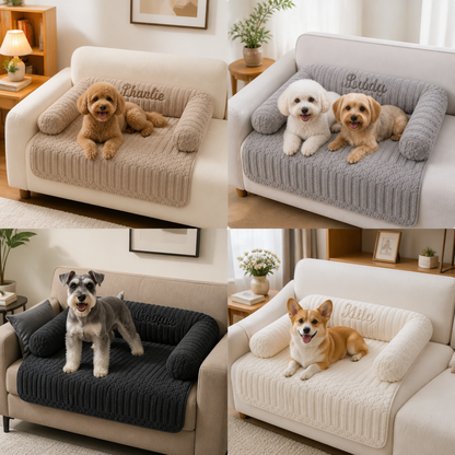 Personalized Fluffy Dog Sofa Bed & Protective Couch Cover