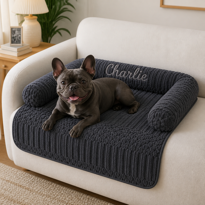 Personalized Fluffy Dog Sofa Bed & Protective Couch Cover