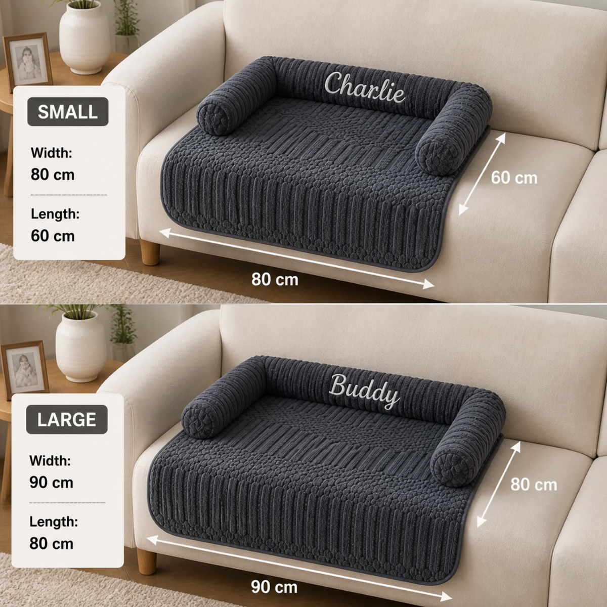 Personalized Fluffy Dog Sofa Bed & Protective Couch Cover