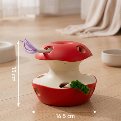3-in-1 Apple-Shaped Cat Toy – Interactive Feather & Ball Toy