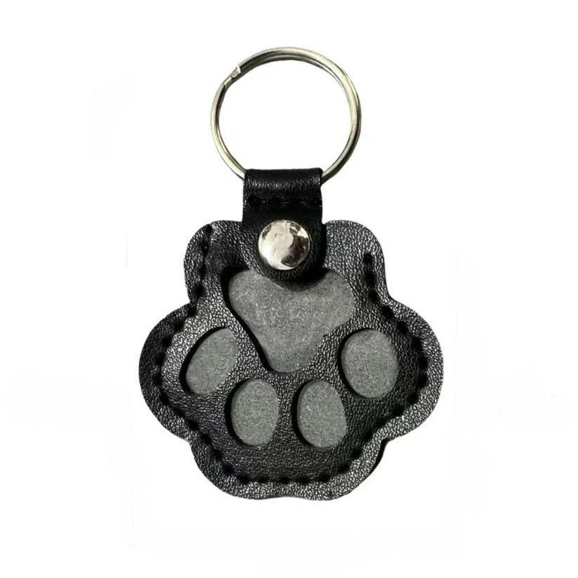 Leather Memorial Pet Hair Storage Keychain
