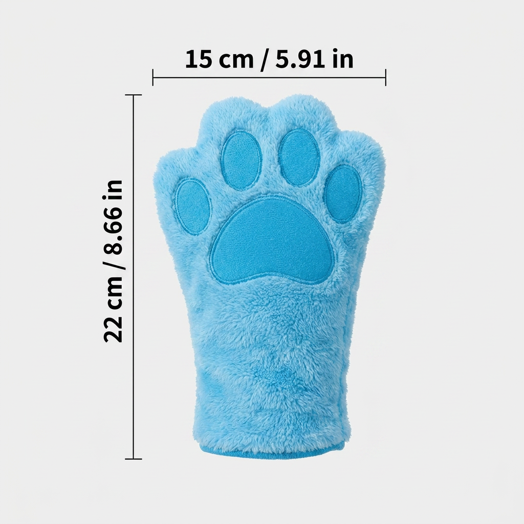 Animal care microfibre glove – dry bath towel & coat cleaning for cats