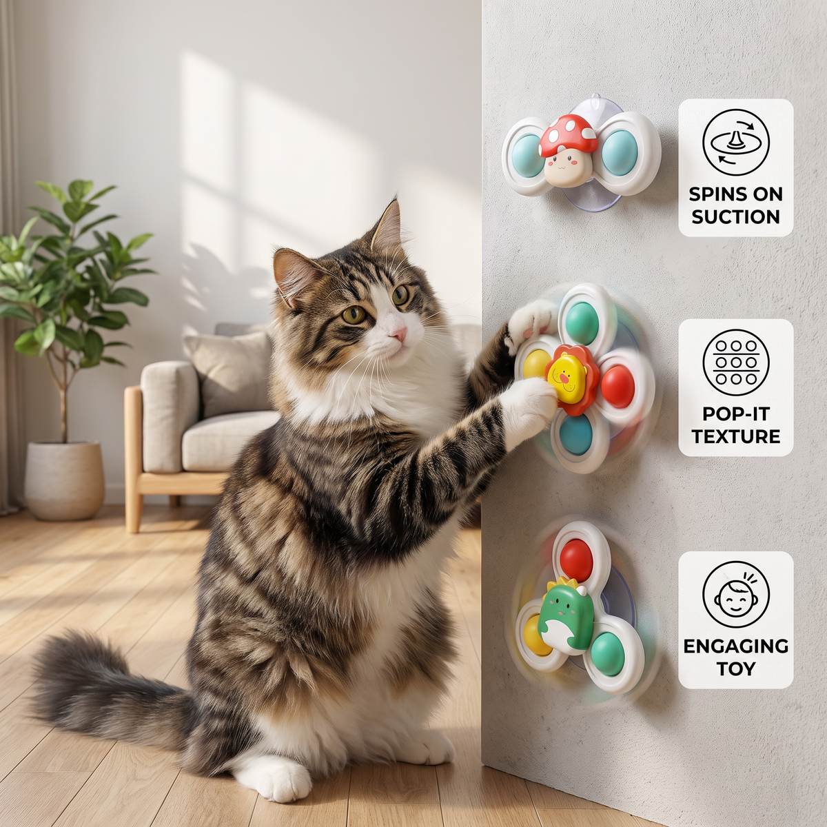 Interactive Cat Spinning Toys - Set of 3