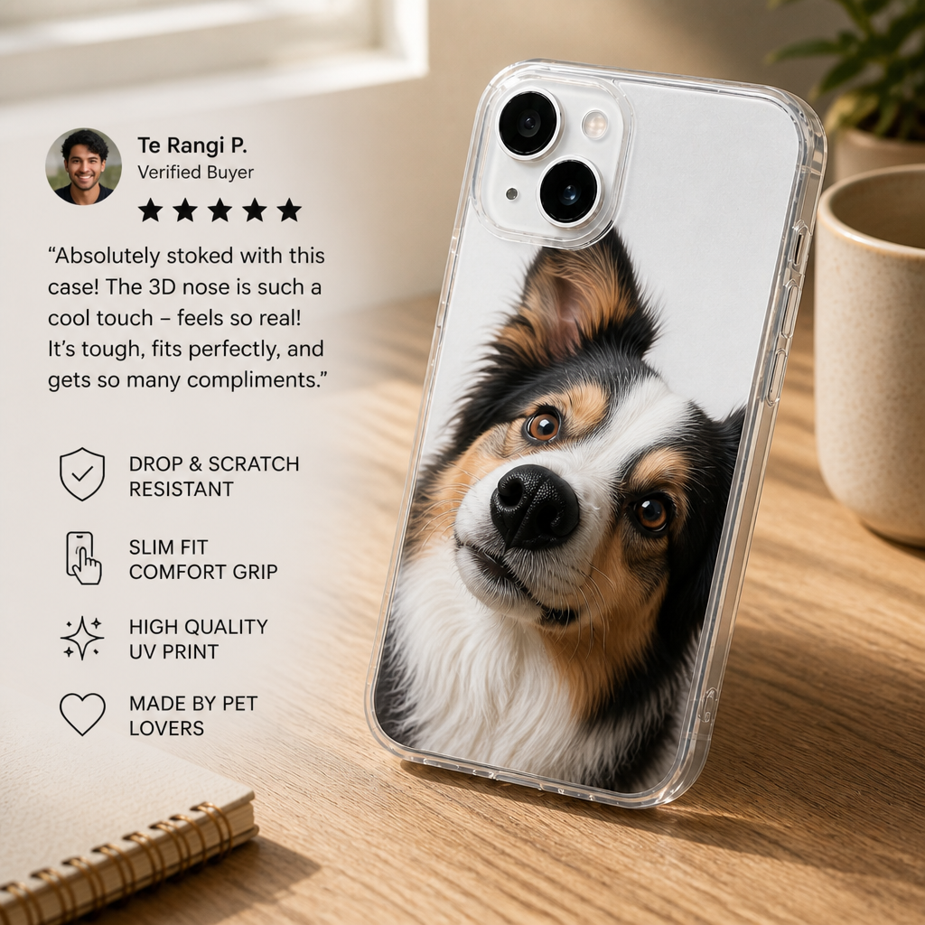 Personalized Pet Photo Phone Case with 3D Squeezable Nose
