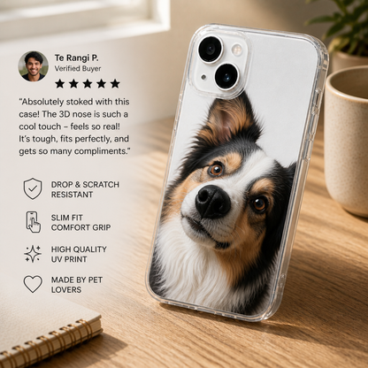Personalized Pet Photo Phone Case with 3D Squeezable Nose