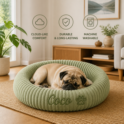 Personalized Round Fluffy Dog Bed