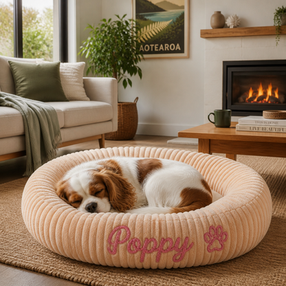 Personalized Round Fluffy Dog Bed