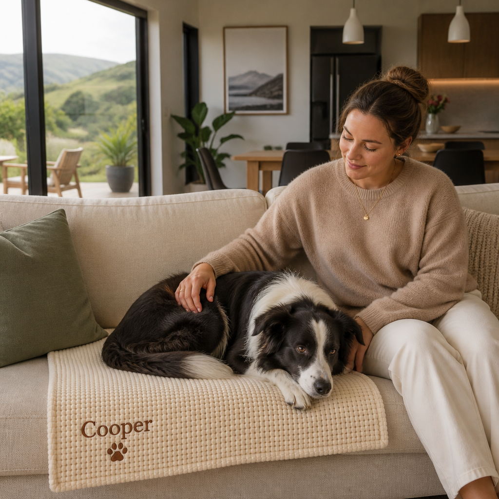 Personalized Fluffy Dog Blanket with Custom Embroidery